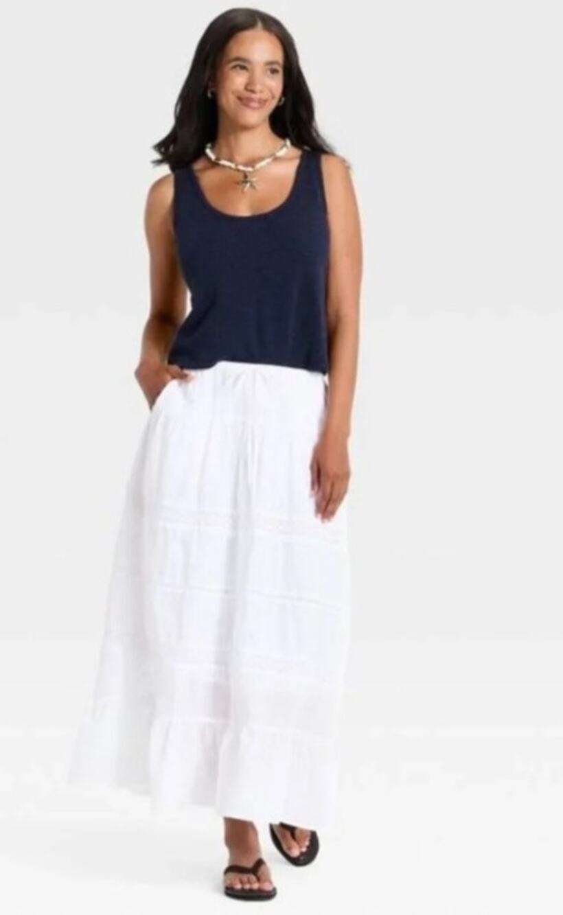 Universal Thread Women's Lace Maxi Full Skirt with Pockets - S
